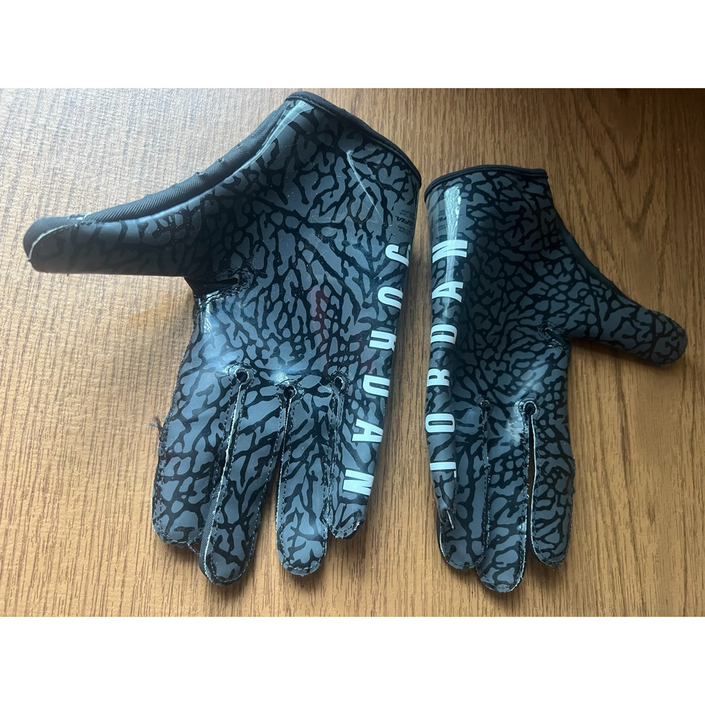 Nike Jordan Vapor Jet 7.0 Football Gloves Black Cement L NFL RARE